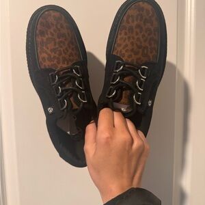 TUK Leopard Print Creepers with Black Accents